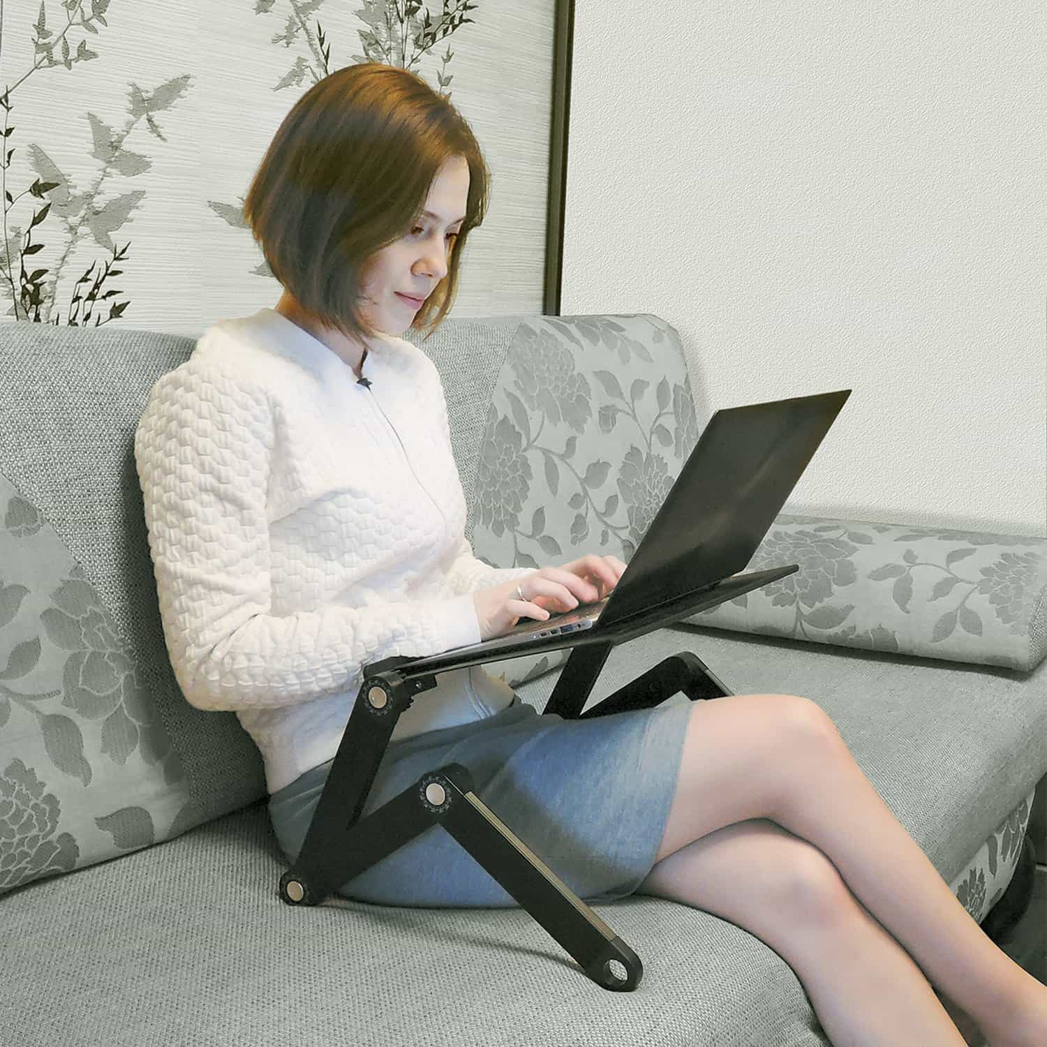 The Adjustable Wonder Worker Newton Folding Laptop Bed Tray with Cooling Pad