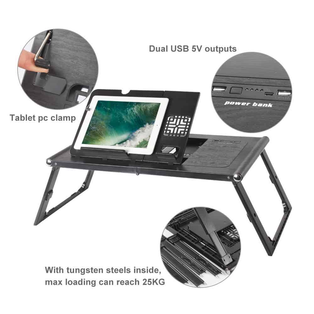 The Etable Adjustable Folding Lap Desk with an LED Light