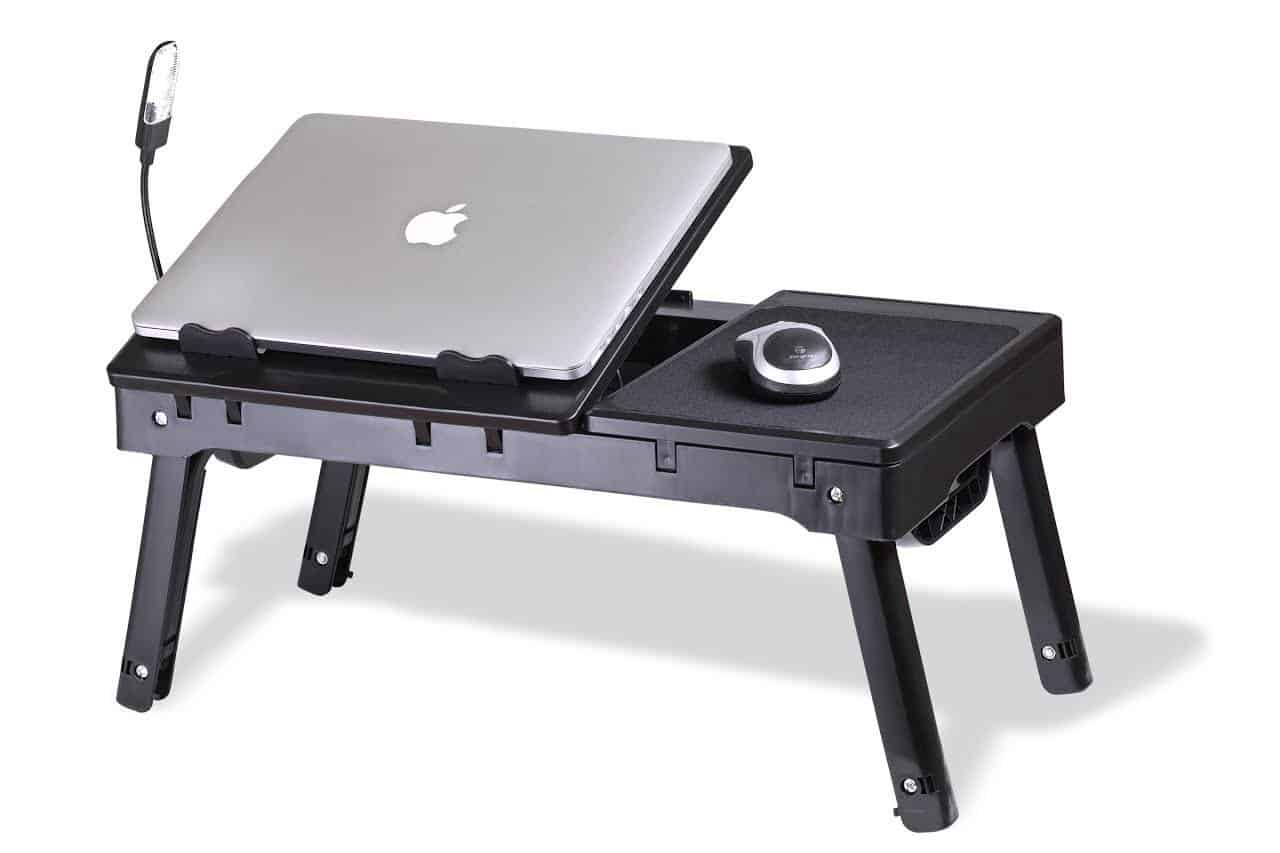 The Shiny Black Laptop Stand with a Cooling Fan and LED Light